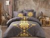 Nuit Des Rêves Double Quilt Cover Set (200 x 200 cm), geel en antraciet, 50% katoen/50% polyester, inclusief 2 kussenslopen (80 x 80 cm), machinewasbaar op 40 °C