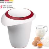 Westmark Beslagkom met tweedelige deksel, 1 l, met schenktuit, kunststof, wit/rood