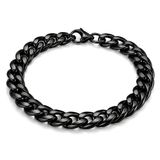 LGT JWLS Stalen heren armband Gourmet schakel Zwart 7mm-23cm