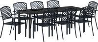 vidaXL - Tuin - Eettafel - Set - 9 - st - Antraciet - Gepoedercoat - staal