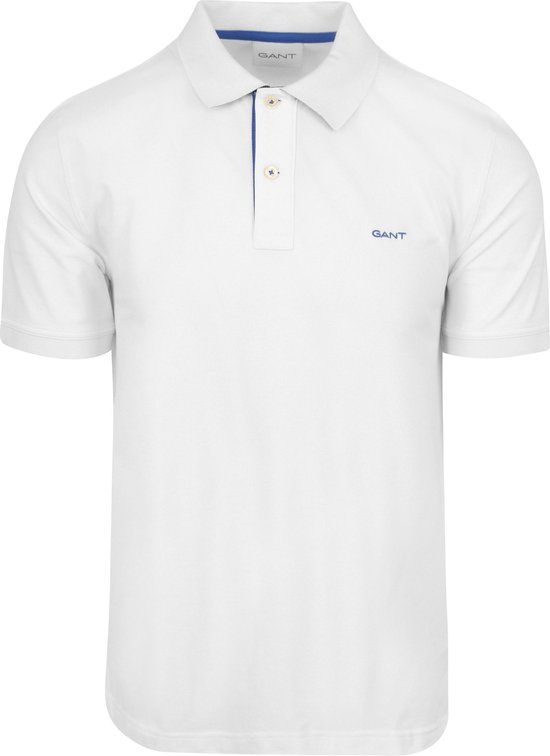 Gant Contrast Piqué Poloshirt - Wit - Heren - Maat L