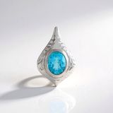 Cavill - Zilveren Hanger - 925 Sterling Zilver Geplatineerd - 2,86 ct Paraiba Blauwe Topaas Ovaal - Luxe Tijdloos Elegant - 27x18 mm