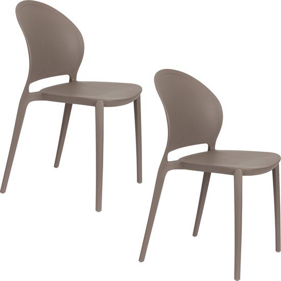 Housecraft Living Sjoerd Tuinstoelen/ Eetkamerstoel Kunststof Grijs - Set van 4