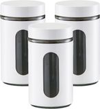 Zeller Voorraadpot - 3 stuks - Metaal - Wit - 900 ml - Met Venster