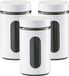 Zeller Voorraadpot - 3 stuks - Metaal - Wit - 900 ml - Met Venster