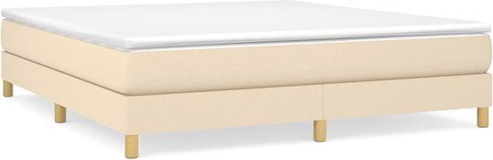 vidaXL Boxspring met matras stof crèmekleurig 160x200 cm