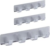 Relaxdays handdoekhaakjes zelfklevend - set van 3 - rvs - 16 cm - badkamer - keuken - zilver