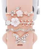 Wigento Smartwatch decorative rings, rose gold-colored metal, set of 4, 22 mm, watch strap accessories