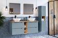 Un ensemble de meubles de 100 cm de large avec un plan de travail et une armoire haute