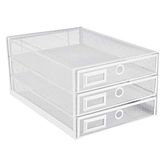 Annova Desk Organizer Wire Mesh 3 Tier Sliding Drawers Paper Sorter (White)