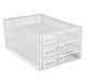 Annova Desk Organizer Wire Mesh 3 Tier Sliding Drawers Paper Sorter (White)