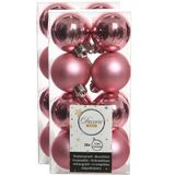 Decoris petites boules de Noël - 32x pc - rose rouge à lèvres - 4 cm - plastique - décoration de Noël