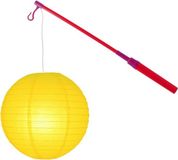 Merkloos Lampionstokje 40 cm - met lampion - geel - D25 cm