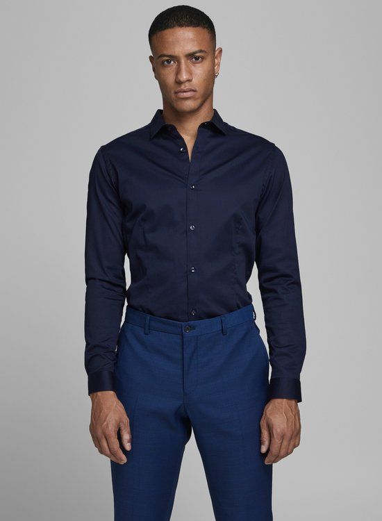 JACK&JONES JJPRPARMA SHIRT L/S NOOS Heren Overhemd - Navy Blazer - Maat XL