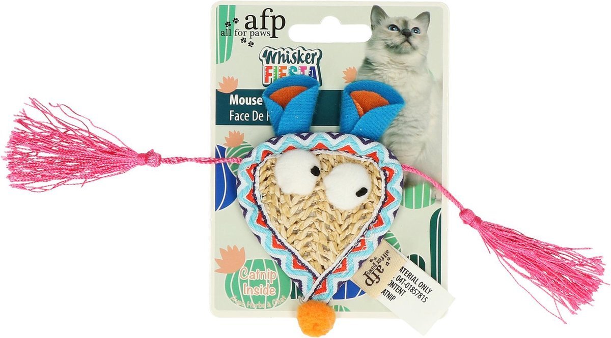 AFP Whisker Fiesta Mouse Face Speelgoed voor katten - Kattenspeelgoed - Kattenspeeltjes