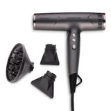 MEDION HD2 haardroger (ionische technologie, 1.500 watt, veelzijdige opzetstukken voor diffuser en stylingmondstukken, duurzame BLDC motor, zelfreinigende functie, lang netsnoer) grijs