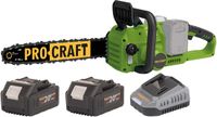 Procraft PCA42/2 accukettingzaag 40 V ( 2x 20 V ) 406 mm borstelloos + 2x accu 4,0 Ah + oplader