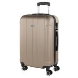 Itaca 771150 - Set van stevige reiskoffers voor cabine, middelgroot en groot, met 4 wielen, ABS, plus tas, handbagage, comfortabel en licht, voor reizen met low-cost-maatschappijen, champagne, 63 cm
