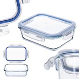 KADAX Glazen container met deksel, voedselcontainer, vaatwasmachinebestendige voedselcontainer, afsluitbare vershouddoos, bewaardoos, rechthoekig, 640 ml