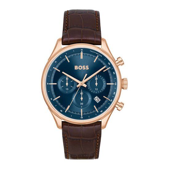 BOSS HB1514050 GREGOR Heren Horloge - Bruin/Rosé goudkleurig - 45 mm