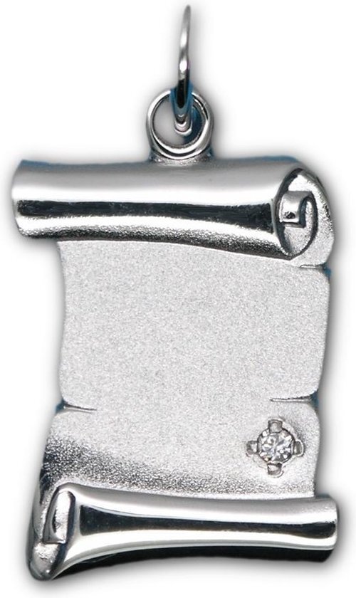 Tresor Jewellery TRESOR perkament hanger met Swarovski Zirconia steen - Zilver