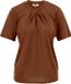 WE Fashion Dames jersey T-shirt met plooidetail en glittergaren - Bruin - Maat XL