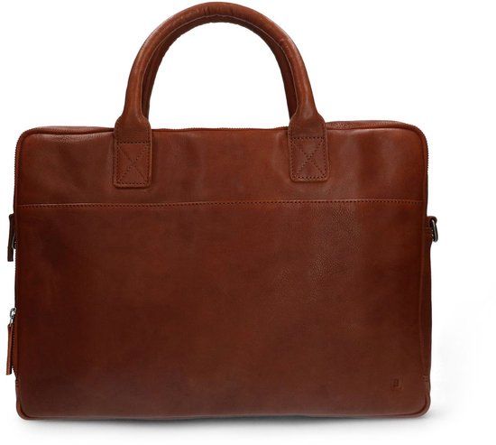 Manfield Cognac Leren Laptoptas 17 inch