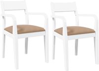vidaXL Eetkamerstoelen met kussens 2 st massief hout rubber wit