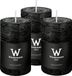 Wiedemann Cilinderkaars/stompkaars - 3x - rustieke kaars - zwart - 6 x 9 cm - 30 branduren