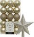 Decoris Kerstballen - 30x kunststof - 6 cm - inclusief ster piek - champagne goud