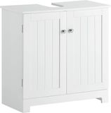 SoBuy meuble sous lavabo, meuble bas, meuble de salle de bain avec 2 portes et étagère réglable, bois - blanc