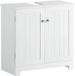 SoBuy meuble sous lavabo, meuble bas, meuble de salle de bain avec 2 portes et étagère réglable, bois - blanc