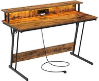 Merkloos / Sans marque Shenzhen Haorui Industrial Technology Co., Ltd. Desk met monitorstandaard - Office -tabel - Workstation - Vintage Brown Style - 55 x 135 x 76 cm - Duurzame houten spaanplaat en staal