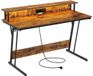 Merkloos / Sans marque Shenzhen Haorui Industrial Technology Co., Ltd. Desk met monitorstandaard - Office -tabel - Workstation - Vintage Brown Style - 55 x 135 x 76 cm - Duurzame houten spaanplaat en staal