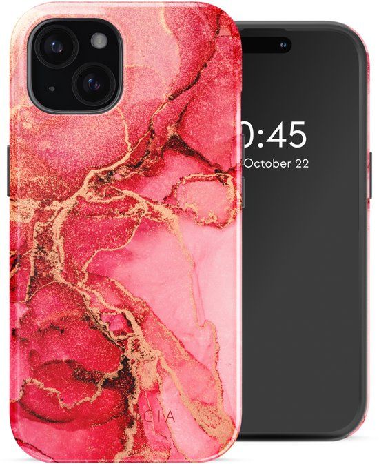 Selencia Hoesje - Geschikt voor Apple iPhone 15 - Backcover geschikt voor MagSafe - Rosy Marble