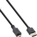 InLine HDMI Superslim kabel A naar D, HS met ethernet, Premium, zwart/goud, 1,8m