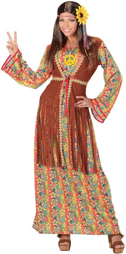Generik Lange hippiejurk met franjes voor vrouwen - Verkleedkleding - XL