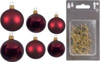 Decoris Kaemingk B.V. Groot pakket glazen kerstballen donkerrood glans/mat 50x stuks - 4-6-8 cm incl haakjes