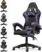 Bigzzia Chaise de jeu ergonomique - avec support lombaire et appui-tête - Réglable en hauteur - Noir-violet