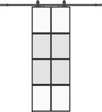 vidaXL Schuifdeur met beslagset 76x205 cm gehard glas zwart