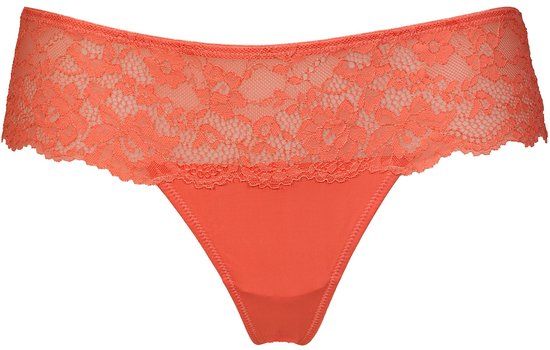 After Eden Daisy String in recycled fabric and lace - Licht Koraal - L