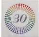 Merkloos 20x Leeftijd 30 jaar themafeest/verjaardag servetten 33 x 33 cm confetti - Papieren feest wegwerp tafeldecoraties