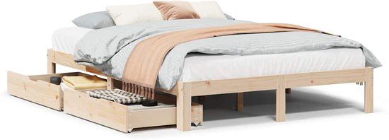 vidaXL Bedframe met lades massief grenenhout 150x200 cm