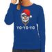 Bellatio Decorations Gangster / rapper Santa foute Kerstsweater / kersttrui blauw voor dames - Kerstkleding / Christmas outfit XS