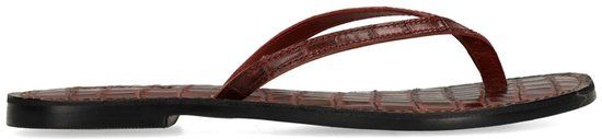 Sacha - Dames - Rode leren croco teenslippers - Maat 42
