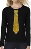 Bellatio Decorations Verkleed shirt voor dames - Stropdas Goud - Zwart - XS