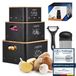 Grand conteneur verrouillable [set de 3] - Garde les légumes plus frais plus longtemps - Idéal pour ranger oignons, pommes de terre et ail - Trancheuse et hacheuse multifonctionnelle - Organisateur de cuisine style rétro (noir)