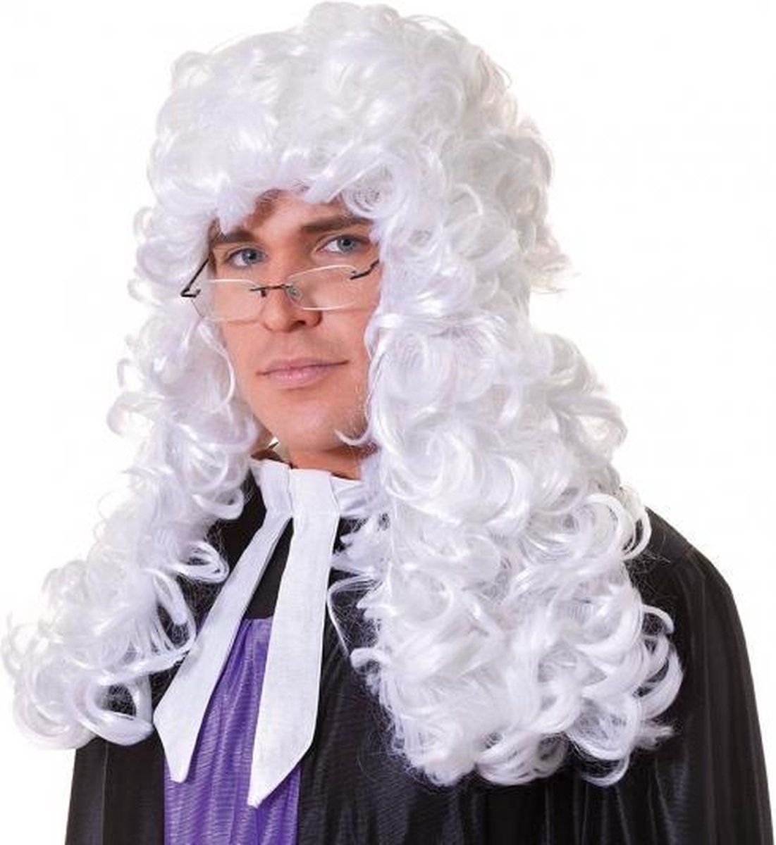 Witte pruik met krullen - synthetisch