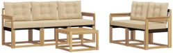 vidaXL Buiten bankenset 6-delig Wit en Beige