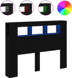 vidaXL LED Hoofdbord Zwart Eiken Bewerkt hout